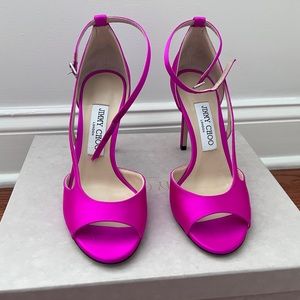 Jimmy Choo Satin Fuchsia heels, size 37.5. Never worn. Condition Brand New. $250